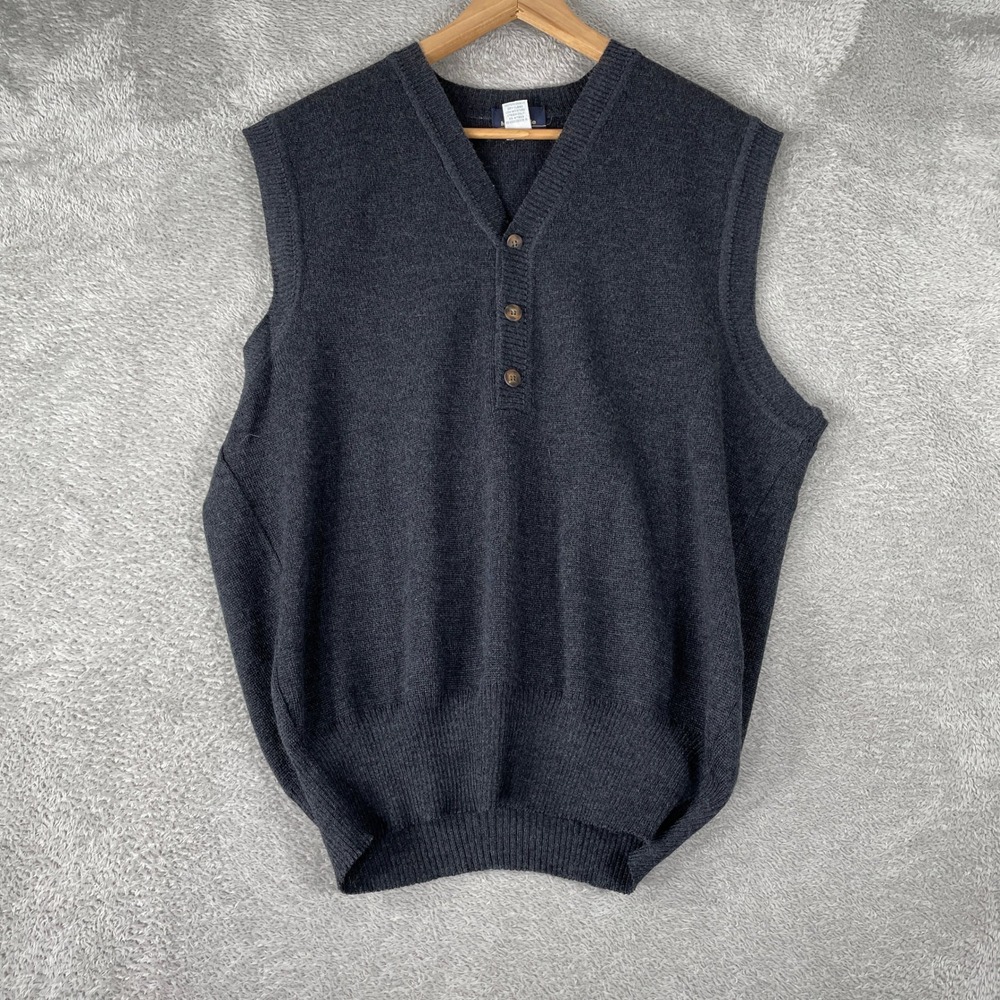 Vintage Mark Shale Sweater Vest Mens XL Charcoal Gray Pure Wool Preppy
